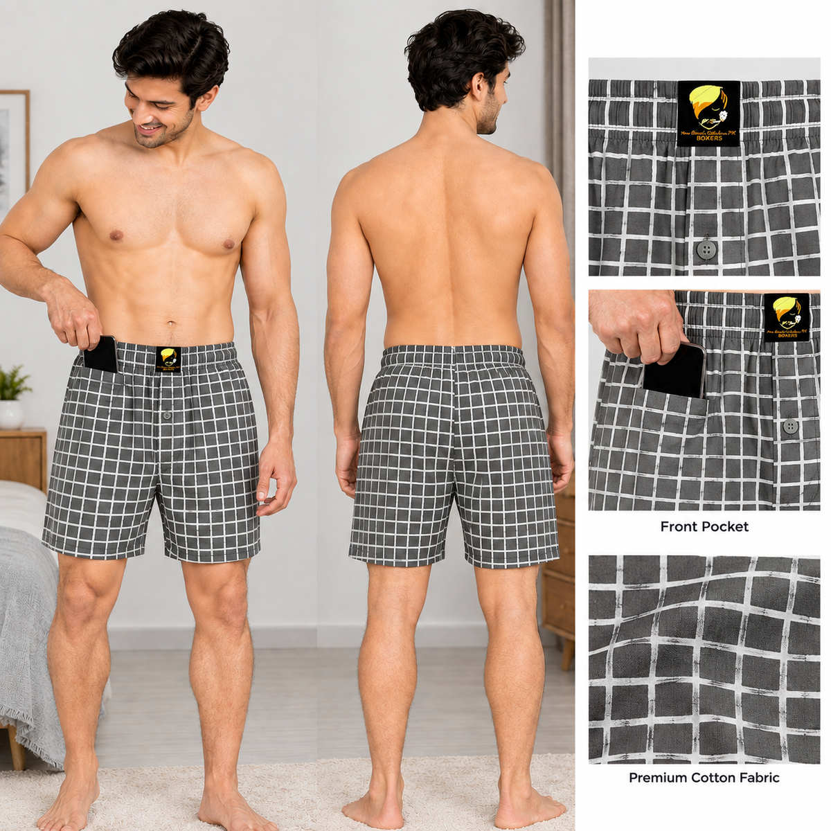 Boxer Short - Graphite Grid